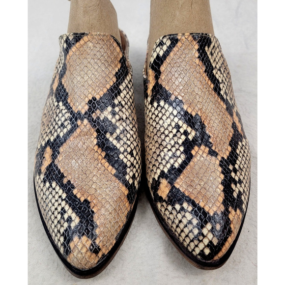 Frye Snakeskin Embossed Leather Mules 7.5M Western Slip-On Block Heel Mexico - Picture 3 of 9
